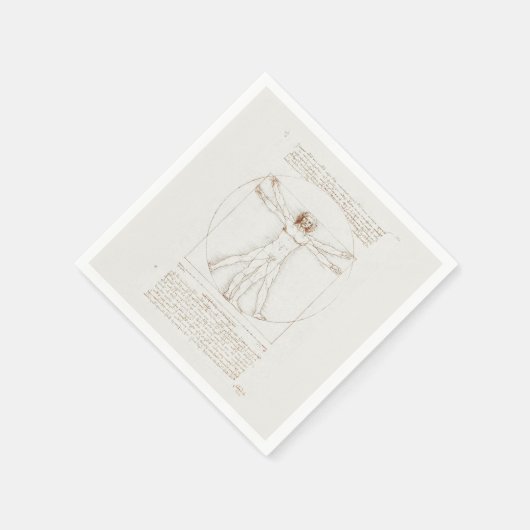 PAPIER NAPKIN : LEONARDO DA VINCI : VITRUVIER MANN SERVIETTE (Ecke)
