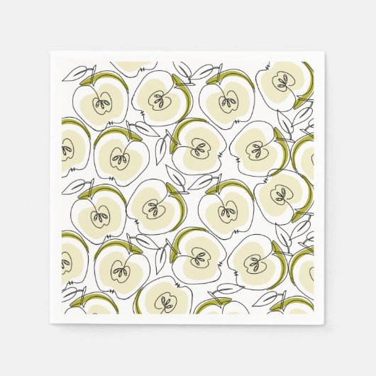 Papier Napkin mit Apfel gezeichnet. Serviette (Vorderseite)