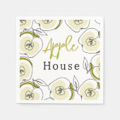 Papier Napkin mit Apfel gezeichnet. Serviette (Vorderseite)