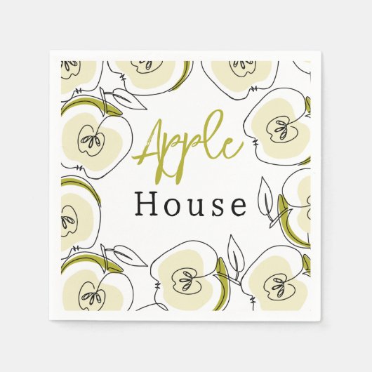 Papier Napkin mit Apfel gezeichnet. Serviette (Vorderseite)