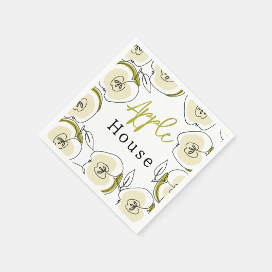 Papier Napkin mit Apfel gezeichnet. Serviette (Ecke)