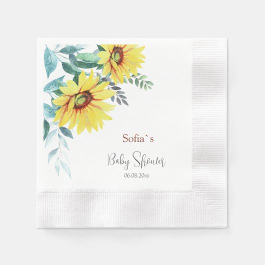 Papier Napkin mit Aquarellblumen Serviette (Vorderseite)