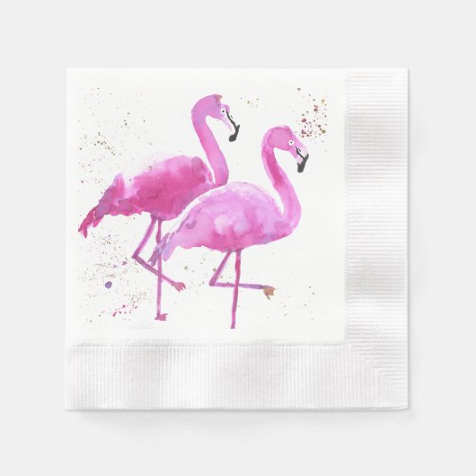 Papier Napkin mit zwei rosa Flamingos Serviette (Vorderseite)