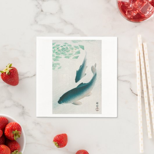 PAPIER NAPKIN : OHARA KOSON : CARP/KOI 1926 NAPKIN SERVIETTE (Beispiel)