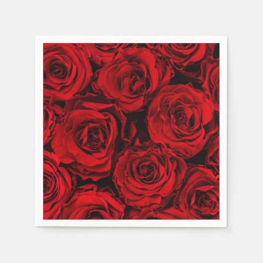 PAPIER NAPKIN : ROTE ROSEN : ZOLLBAR SERVIETTE (Vorderseite)