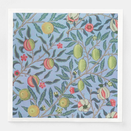 PAPIER NAPKIN : WILLIAM MORRIS : BLAUE POMEGRANATE SERVIETTE (Vorderseite)