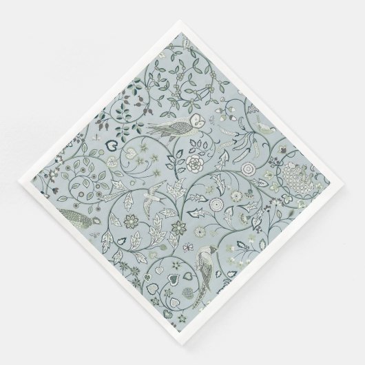 PAPIER NAPKIN : WILLIAM MORRIS:OWL & PHEASANT SERVIETTE (Ecke)