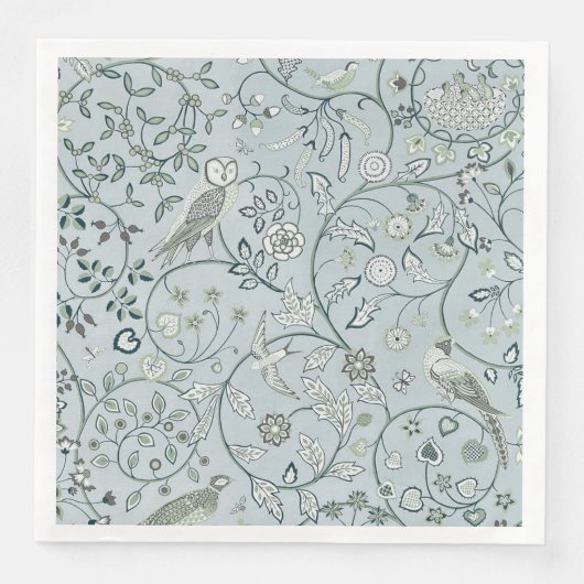 PAPIER NAPKIN : WILLIAM MORRIS:OWL & PHEASANT SERVIETTE (Vorderseite)