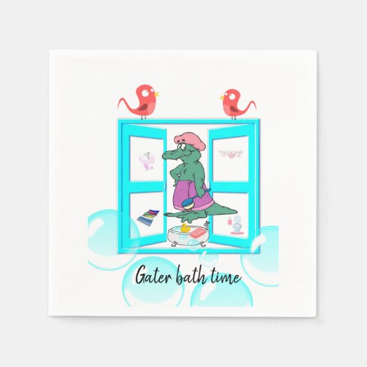 Papier Napkins, Alligator Bath Time Blasen Napkins Serviette (Vorderseite)