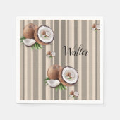 Papier Napkins, Almond Beige Streifen Serviette (Vorderseite)