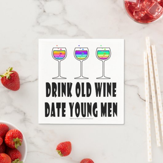 PAPIER NAPKINS - ALTER WEIN GETRÄNKEN, DATUM JUNGE SERVIETTE (Beispiel)