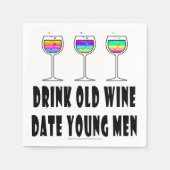 PAPIER NAPKINS - ALTER WEIN GETRÄNKEN, DATUM JUNGE SERVIETTE (Vorderseite)