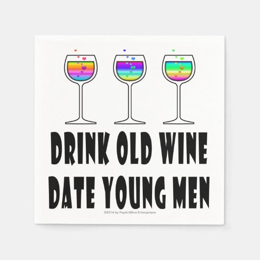 PAPIER NAPKINS - ALTER WEIN GETRÄNKEN, DATUM JUNGE SERVIETTE (Vorderseite)