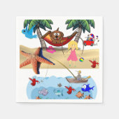 Papier Napkins, Beach Fishing Crabs Sand Napkins Serviette (Vorderseite)