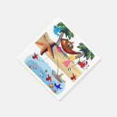 Papier Napkins, Beach Fishing Crabs Sand Napkins Serviette (Ecke)