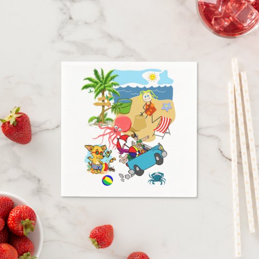 Papier Napkins, Beach Fun Octopus Serviette (Beispiel)