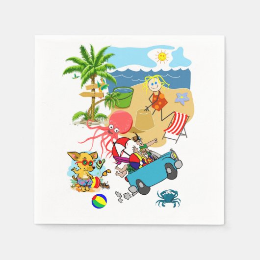 Papier Napkins, Beach Fun Octopus Serviette (Vorderseite)