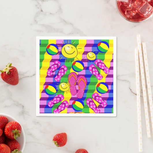 Papier Napkins, Beach Sun Flip Flops Serviette (Beispiel)