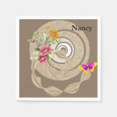 Papier Napkins, Beige Floral Serviette (Vorderseite)