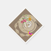 Papier Napkins, Beige Floral Serviette (Ecke)