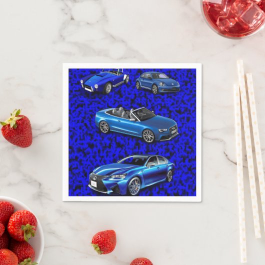 Papier Napkins, blaue schwarze Autos Serviette (Beispiel)