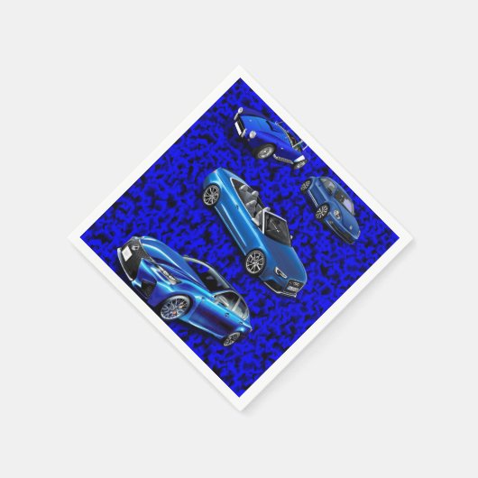 Papier Napkins, blaue schwarze Autos Serviette (Ecke)