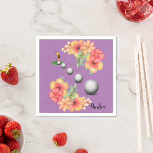 Papier Napkins, Blumen Golf Balls Golfer Serviette