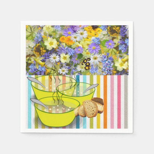 Papier Napkins, Blumenstreifen Serviette (Vorderseite)