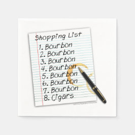 PAPIER NAPKINS - BOURBON LOVERS SHOPPPING LISTE SERVIETTE