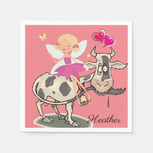 Papier Napkins, braune Kuh rosa Herzen Serviette (Vorderseite)