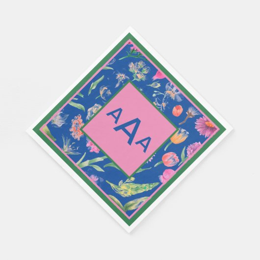 PAPIER NAPKINS CUSTOM MONOGRAM-BLUME SERVIETTE (Ecke)