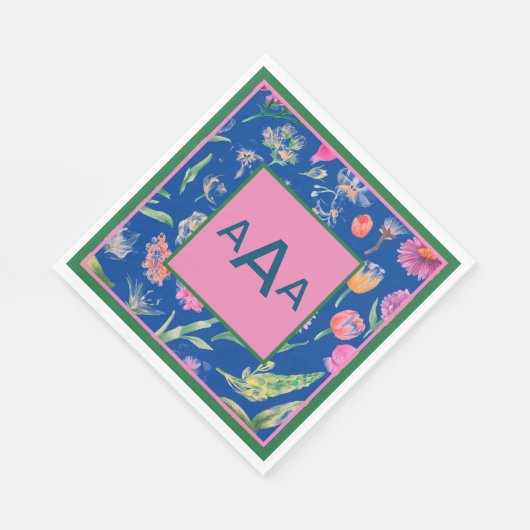 PAPIER NAPKINS CUSTOM MONOGRAM-BLUME SERVIETTE (Ecke)
