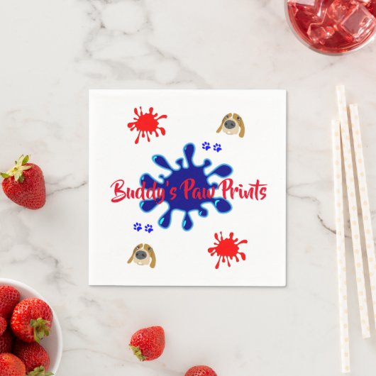 Papier Napkins, Dog Paws Paint Colors Serviette (Beispiel)