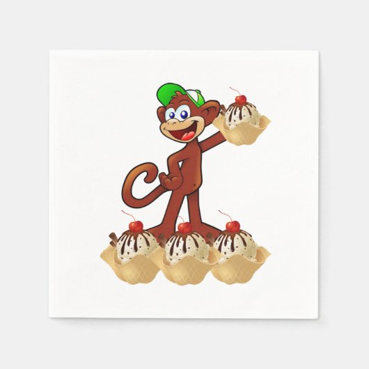 Papier Napkins, Eiscreme Affe Napkins Serviette (Vorderseite)