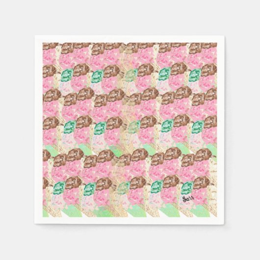 Papier Napkins: Eiscreme-Aromen Serviette (Vorderseite)