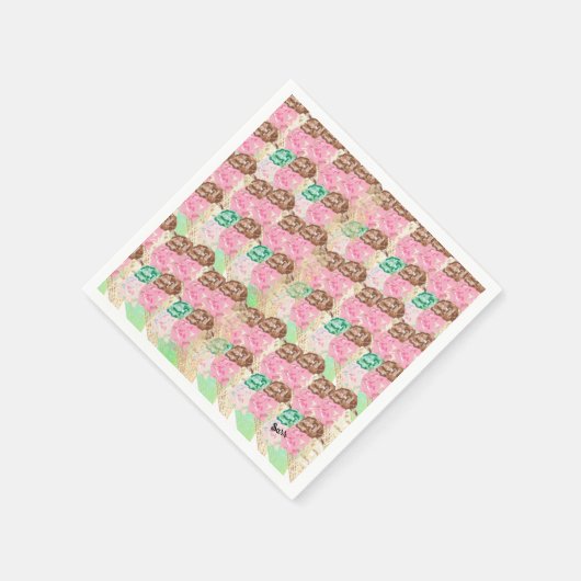 Papier Napkins: Eiscreme-Aromen Serviette (Ecke)