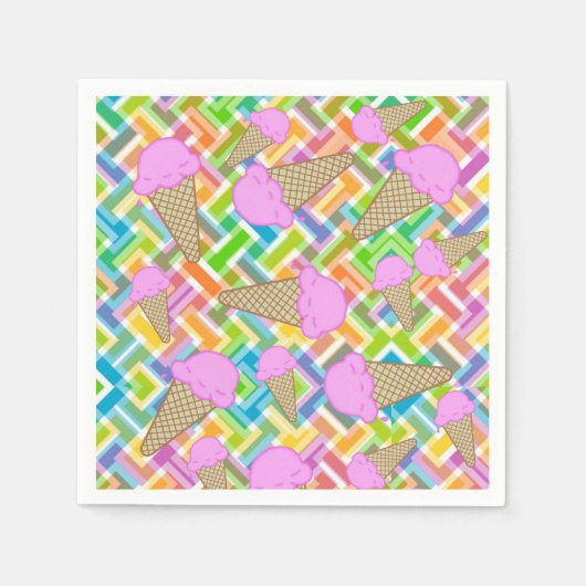 Papier Napkins, Erdbeereis Zickzack Serviette (Vorderseite)