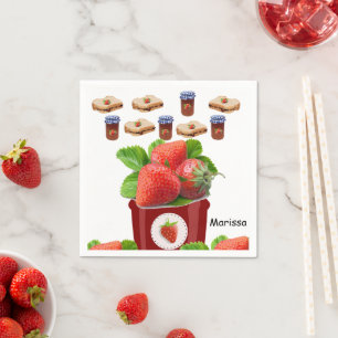 Papier Napkins, Erdbeermarmelade, Erdnussbutter Serviette