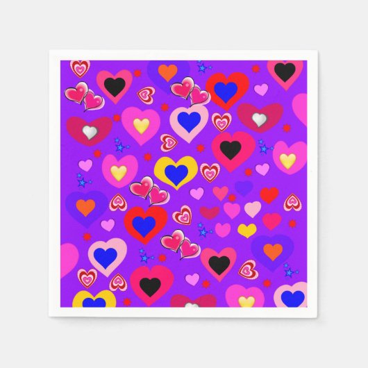 Papier Napkins, farbenfrohe Herzen Serviette (Vorderseite)