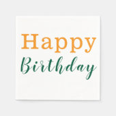 Papier Napkins, glücklich Geburtstag Orange Green Serviette (Vorderseite)