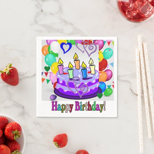 Papier Napkins, glücklich Geburtstagskuchen Serviette (Beispiel)