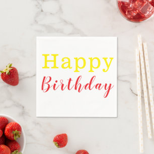Papier Napkins, glücklich zum Geburtstag gelb rot Serviette