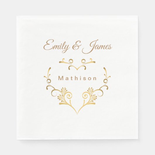 Papier Napkins-Gold Extravagantes Herz Serviette (Vorderseite)