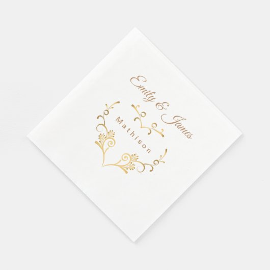Papier Napkins-Gold Extravagantes Herz Serviette (Ecke)