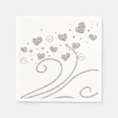 Papier Napkins, Gold & Silberherzen Serviette (Vorderseite)