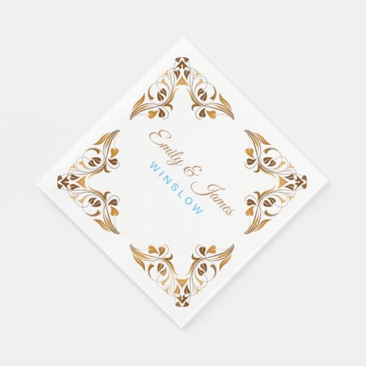 Papier Napkins-Golden Extravagante Leaf-Grenzen Serviette (Ecke)