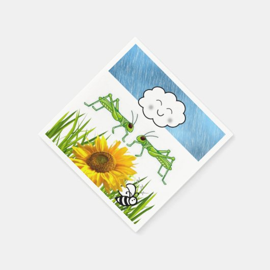 Papier Napkins, Grasshopper Wolken Bienen Serviette (Ecke)