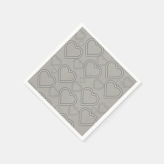 Papier Napkins, Grau und Weiß Herz Serviette (Ecke)