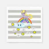 Papier Napkins, Graue und weiße Streifen Einhorn Serviette (Vorderseite)