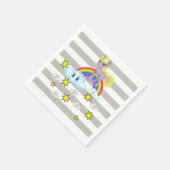 Papier Napkins, Graue und weiße Streifen Einhorn Serviette (Ecke)